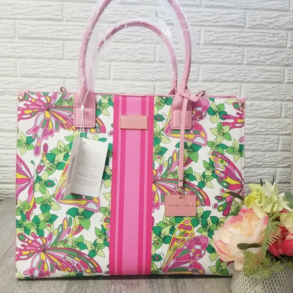 Trina Turk🦋 Butterfly Stripe Tote - Picture 1 of 14